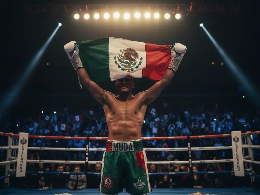 Apuestas boxeo iberoamericano España Latino mercados boxeador mexicano con bandera en ring