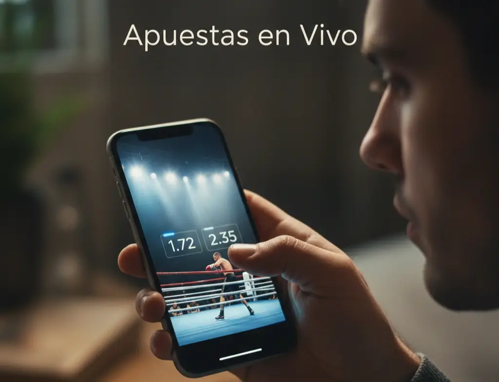 Apuestas boxeo in-play directo timing errores espectador con smartphone siguiendo combate en vivo
